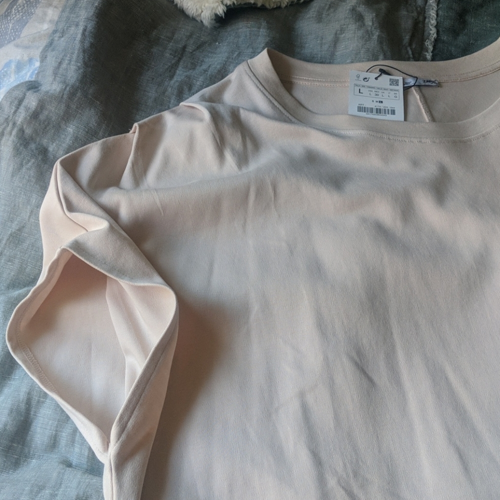 NWT ✨ Zara L cotton dress with ruched sleeves - Picture 6 of 8